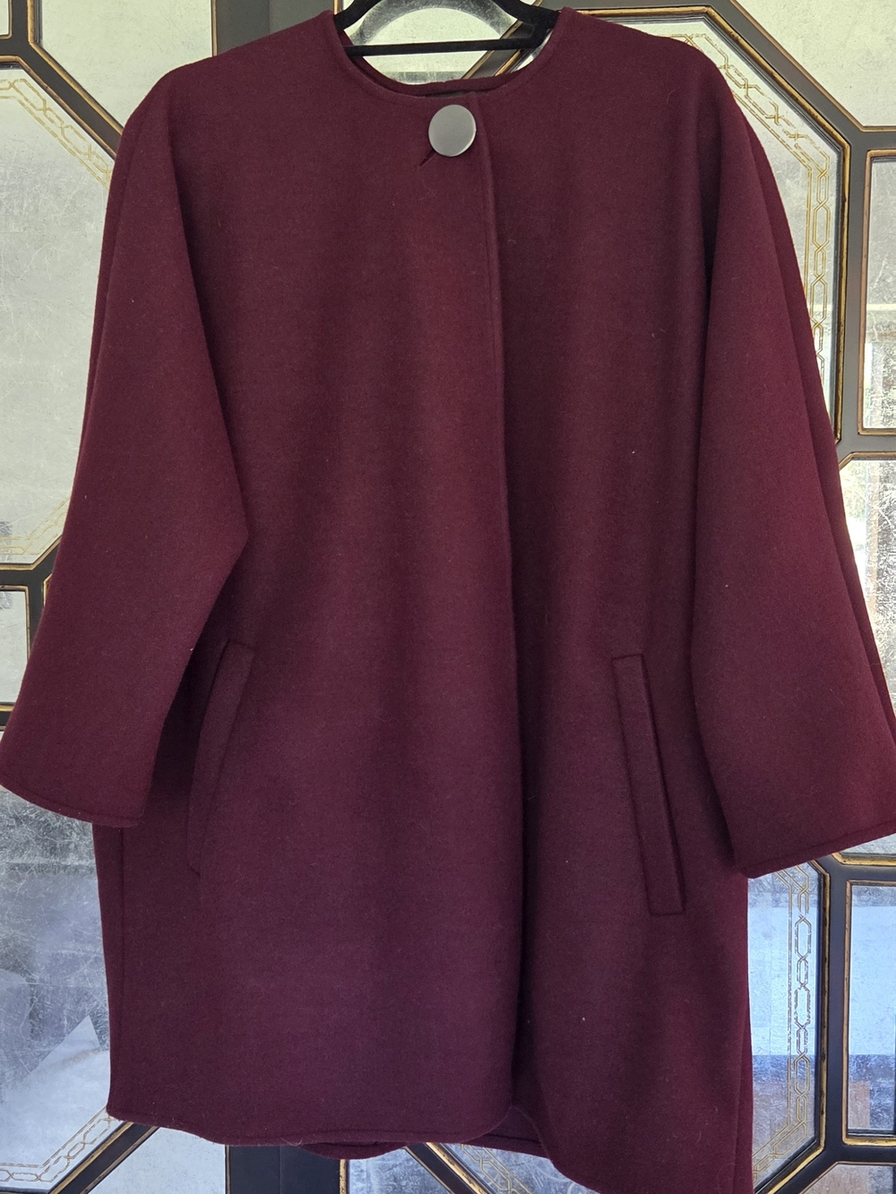 Ann Taylor Deep Wine Single-Button Wool-like Coat